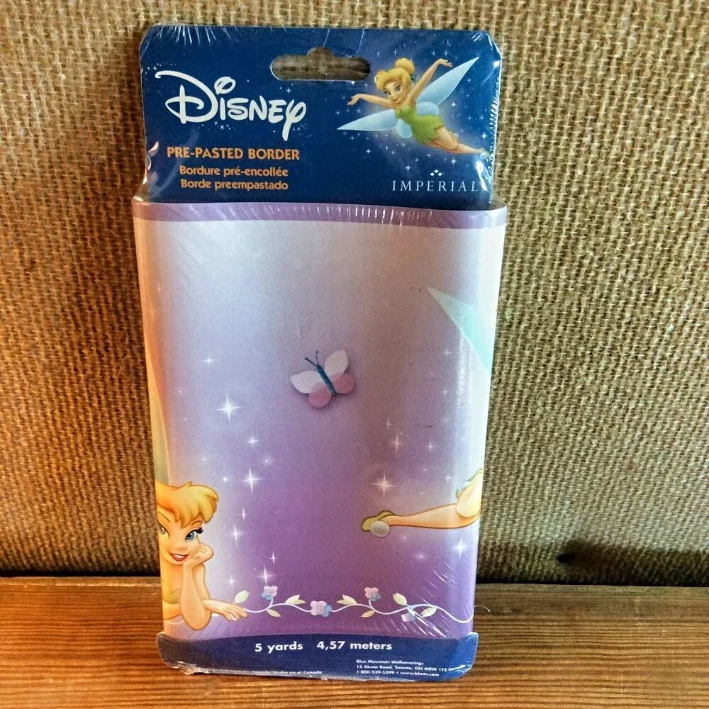Disney Tinker Bell Wallpaper Border 5 Yards Pre-Pasted NIP Fairy Room Decor